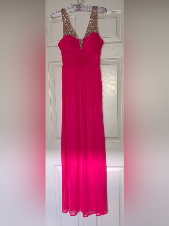 Dresses & Skirts - Barbiecore Pink Y2K Formal Gown Beaded Neon Chiffon Formal Prom Dress Size 1